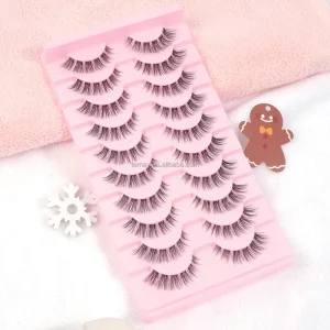 Handmade Transparent Band Chemical Fiber Full Lash Natural 3D Strip Lash Extensions with Private Label
