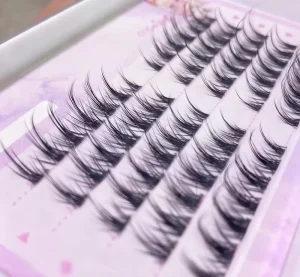 Handmade Ultra-Fine Transparent Segmented Comic Dense 3D Fiber False Eyelashes 12 Rows Pointed Thin Base