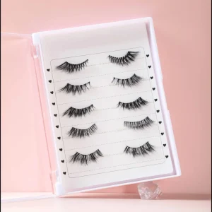 Handmade Vegan Faux Mink Natural Half Lashes Pre Glued Half Lash Self Adhesive Press on Eyelashes
