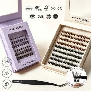 Handmade Vegan Full Strip Eyelashes Super Long lasting Glueless Cluster Lashes Press Lash With Plant Fiber No Need for Glue