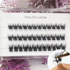 Handmade Vegan Full Strip Eyelashes Super Long lasting Reusable Self adhesive Cluster Lashes Press Lash Plant Fiber 7 15 Days