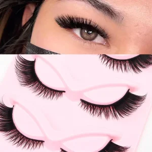 Handmade Winged Faux Mink Lashes Natural Hair False Eyelashes Cat Eye Fox Makeup Full Strip Dramatic Eye Look 3D Effect
