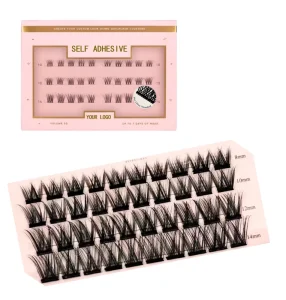 Handmade Wispy Fluffy Self Adhesive Lashes Waterproof Long Lasting Press on Lashes Clusters Customized Packaging No Glue Needed