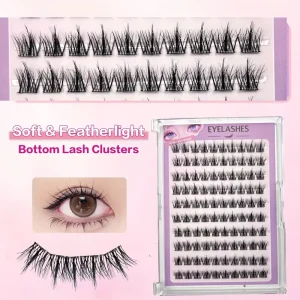 HeEan Natural Thin Band Human Hair Mink Lashes Full Strip Super Fine Band False Eyelash Cluster Lash Custom Handmade