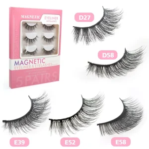 Heart Girl 5 Pairs Magnetic Eyelashes Kit with Tweezers and Eyeliner Reusable Curly Free Soft Faux Mink Lashes Drop Shipping
