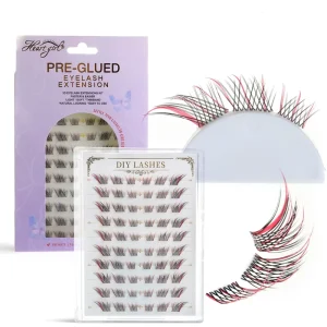 Heart Girl Fox Cat Eyes 10 Rows 60 Cluster Clear Band Colorful DIY Pre glued Lashes Extensions with Private Logo Package