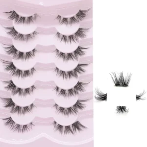 Heart Girl Handmade Soft Full Strip Eyelashes Natural False with Transparent Terrier Natural Eyes Manga False Eyelashes