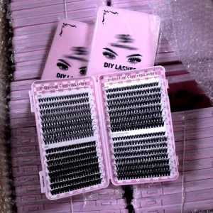 Heat Bonded 30D 50D Individual Cluster Lash Kit Soft Korean PBT Lash Cluster Kit Natural Wispy False Eyelashes Supplier