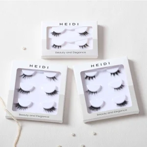 Heidi Luxury Brand Soft Natural 3D Mink Half Lashes Corner Eyelashes Terminal Eyelash Beige Box Color
