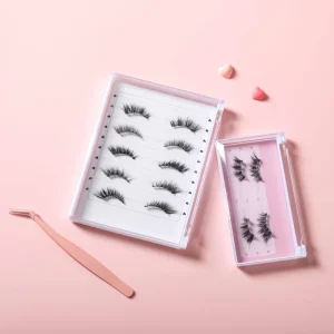 Heidi Natural Wispy Faux Mink Pre Glued Half Lashes Press on Self Adhesive Eyelashes Long Lasting