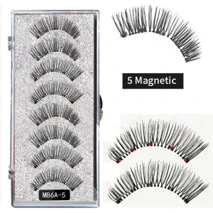 High End 5 Magnet Magnetic Eyelashes Full Strip False Eyelashes with Clear Bond Comes with a Case