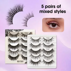 High Grade Quality Fluffy Mink Strip Eyelashes 3D Effect Mixed Thickness Lashes Customized Logo Packaging Box