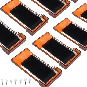 High Quality 0.05 Cc 8mm 25mm Russian Volume Eyelash Cashmere Lash Extensions Matte Black Eyelash Trays