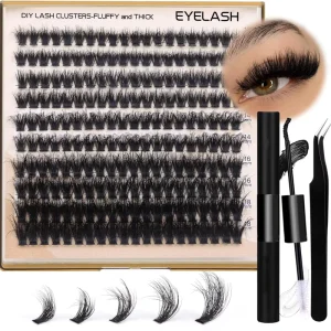 High Quality 100D 200D Full Strip Eyelashes Kit Private Label DIY Segment Lashes Cluster Eye Lashes