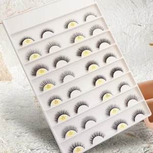 High Quality 16 Pairs Strip Lashes 3D Fluffy Faux Mink Eyelashes C Curl Private Label Bulk Full Strip Lashes