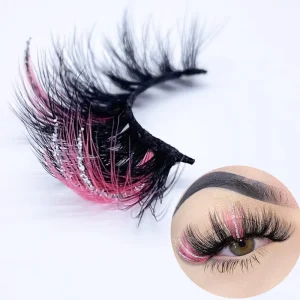 High Quality 20 25mm Colorful Shiny Lashes Mink Eyelashes Vendor Color Glitter Shimmery Colored Lashes 3D Mink Lashes