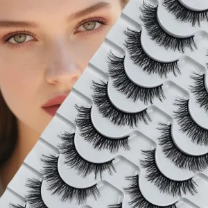 High Quality 3D Synthetic Hair Natural Faux Mink Lashes 10 Pairs 10mm Full Strip Lashes
