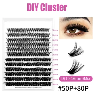 High Quality 50p+80p Lash Cluster Individual Extensions Makeup False Eyelashes for Fans High Precision Customized