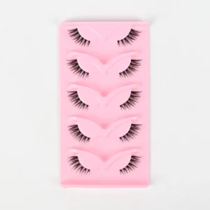 High Quality 5D Fluffy Full Strip Eyelashes Customized Cat Eye Tail Extension Thick Curling Flat Half Eyelash