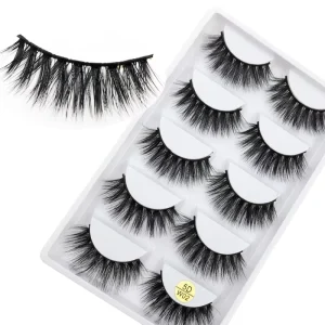 High Quality 5DW Series 5pairs Faux Mink Eyelashes 100% Handmade 5 Pairs 5D Natural Long Mink Eyelashes Private Label