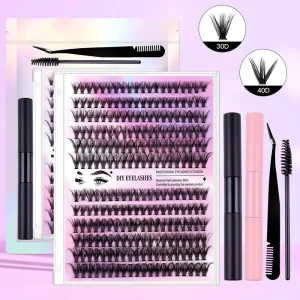 High Quality DIY Segment Lashes Extension Kit Bond and Seal Private Label Cluster Lashes