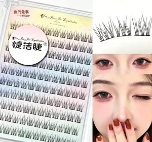 High Quality Factory Semi Hand Made Hybrid Light Volume 3D 5D 12 Rows Natural Baby Straight Non Adhesive Eyelashes