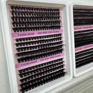High Quality Fluffy Style 60D 80D 100D Cluster Lashes Private Label Diy Lash Trays Custom LOGO Segment Eyelashes