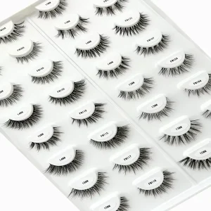 High Quality Full Strip Eyelashes Premium Clear Band False Eyelashes Natural Soft 3D Faux Mink Eyelashes