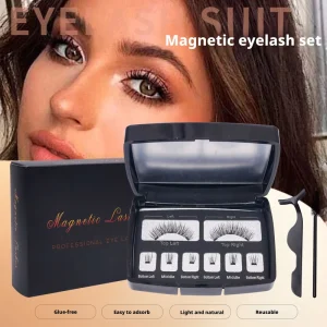 High Quality Handmade Light Weight Synthetic Natural Soft Magnetic Reusable Pre Cut Travel Size Fake Eyelashes Set Customized