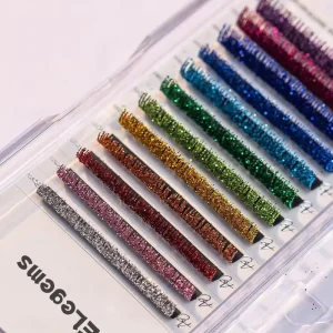 High Quality Handmade OEM Glitter Eye Lashes Extension Tray Custom Packaging Colorful Volume Eyelash Extensions