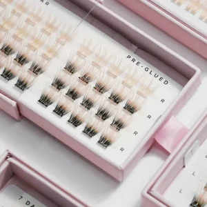 High Quality Pre Glue Cluster Lash Color Knot Free Cluster Lashes with Spikes and Bottoms