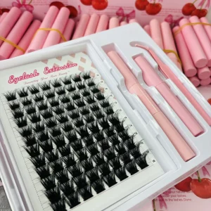 High Quality Vendor Silk Fluffy C D Curl Segment Pre Cut Eyelash Extension Kit Full Strip Eyelashes