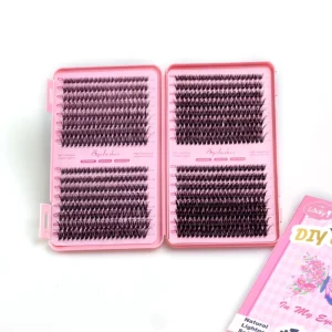 Hilash Wispy Lash Clusters Kit Individual Lashes Kit with Bottom Lash Clusters Bond and Seal Tweezers Waterproof DIY at Home