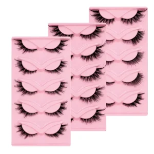 Home DIY Cateye False Fluffy Mink Full Strip Eyelashes Half Lashes