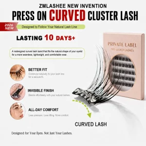 Homemade Curved Cluster Lashes Cat Eye Press On Cluster Lashes Pre Glued Eyelashes Clusters with Private Labels