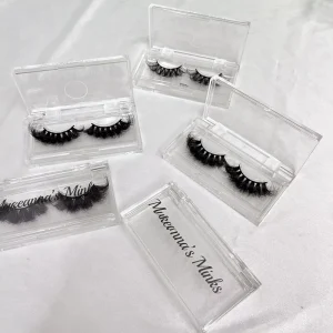 Hot Selling 25 MM Fluffy Mink Eyelashes With Luxury Acrylic Clear Box Custom Logo 5D Strip Lashes Bulk