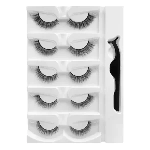Hot Selling 3S Quick Apply Self Adhesive Heat Sensitive Synthetic Hair 3D Looking Eyelashes 5 Pairs Soft Natural False Lashes