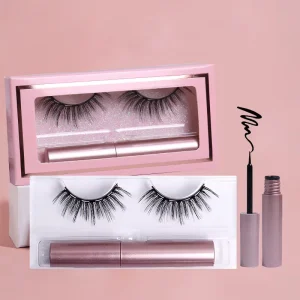 Hot Selling Best Quality Selling Custom Packaging Korea 3D Mink Hair Strip False Hard Magnetic Eyelashes Without Glue