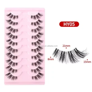 Hot Selling Handmade Custom Logo Packaging Synthetic Hair 12 Rows Half Strip Full Strip Volume Short Lash Fan Eyelashes
