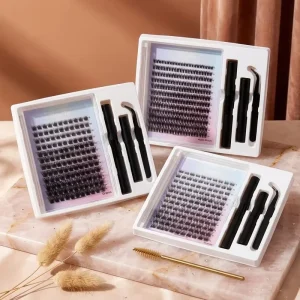 Hot Selling Handmade Customized Packaging Cruelty free for Thinner Band OEM ODM 12mm 14mm 3D Cluster Lashes