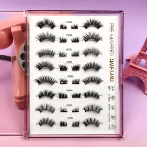 Hot Selling Pre Glue Synthetic Half Lash Strip Eyelashes Cruelty Free Glossy Handmade Volume Full Strip Lashes Short Customized