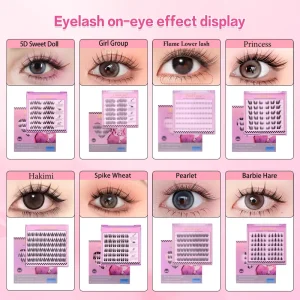 Hot Selling Pre Glued Long Lasting 3-7 Days Cluster Lashes Natural Looking Style C Curl Mixed Length No Glue Needed Custom Logo