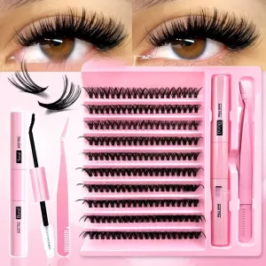 Hot selling 30D40D50D Segmented False Eyelash Set 200 Clusters Thick Three dimensional DIY False Eyelash