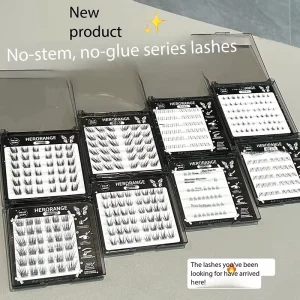 House Brand Band Free Glue Free False Eyelashes Soft Curled Natural Looking Self Adhesive Lashes Custom 20mm 3D Glossy Box