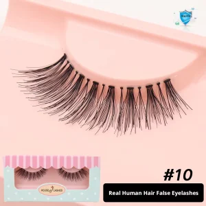 Human Hair Eyelashes Extension False Eyelashes Handmade Invisible Clear Band Self adhesive Reusable Full Strip Customizable