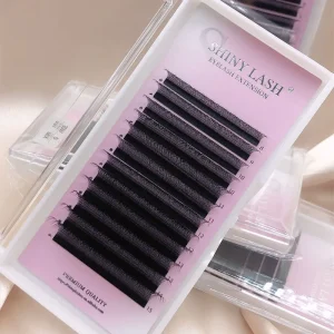 Human Hair Matte Black Clover Lash Extension 3DW 12 Rows Trays Private Label C/D Volume Individual for Silver Foil