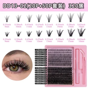 Human Hair Mixed Length Self Application DIY Cluster Lash Kit with Eyelash Tray for Home Use and Beginners OEM ODM