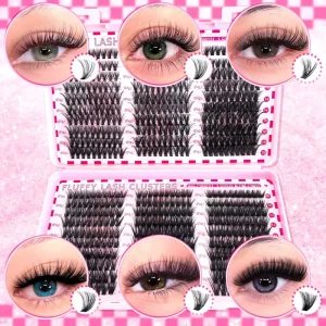 Hybrid Light Volume 3D-5D Fluffy Thick Eyelash Clusters 30D 40D 50D 60D 80D 100D Cluster Lash Book