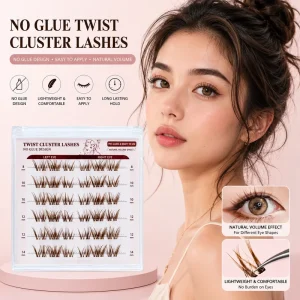 Hybrid Look DIY Lash Clusters Self Adhesive No Glue Press on Lash Extensions Natural Fluffy Reusable