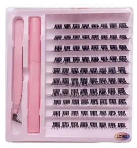 ISABELLA Handmade Natural Mink 0.07mm Soft Band Segment Eyelashes Volume 6D 8D Pre Glue Individual DIY Lash Kit Clusters 3 12 16